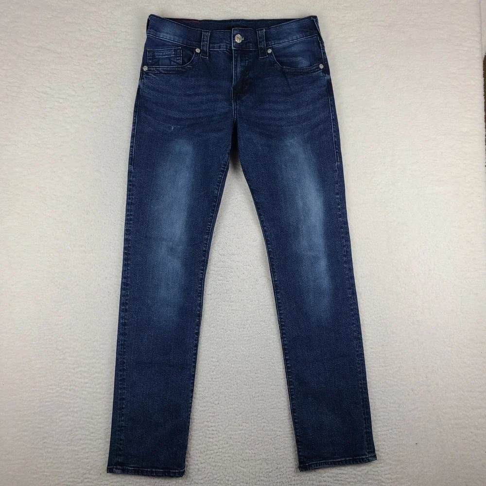 True Religion Jeans Mens 32x33 Blue GENO Relaxed Slim Dark Wash Denim *